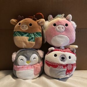 Set of 4 Christmas Squishmallow Keychains